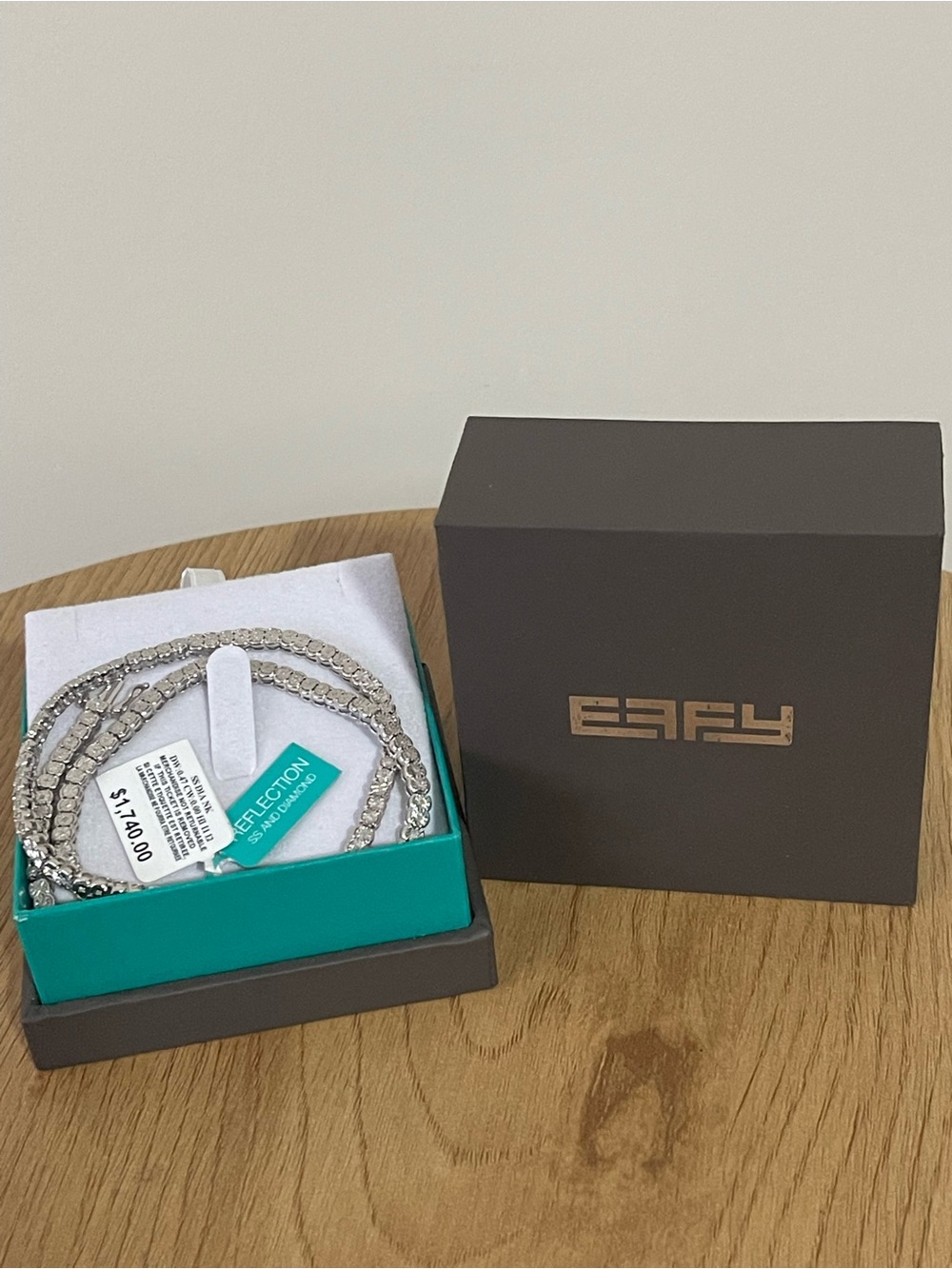 NWT EFFY Reflection Sterling Silver & Diamond Tennis Necklace